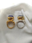 Kimilio Pompei gold plated silver 925 ring with Lapis Lazuli stone (open back - adjustable size)