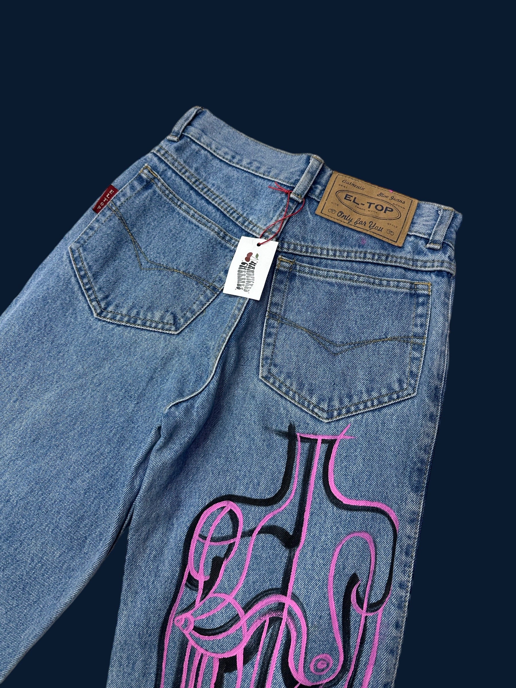 Hand painted high waisted jeans