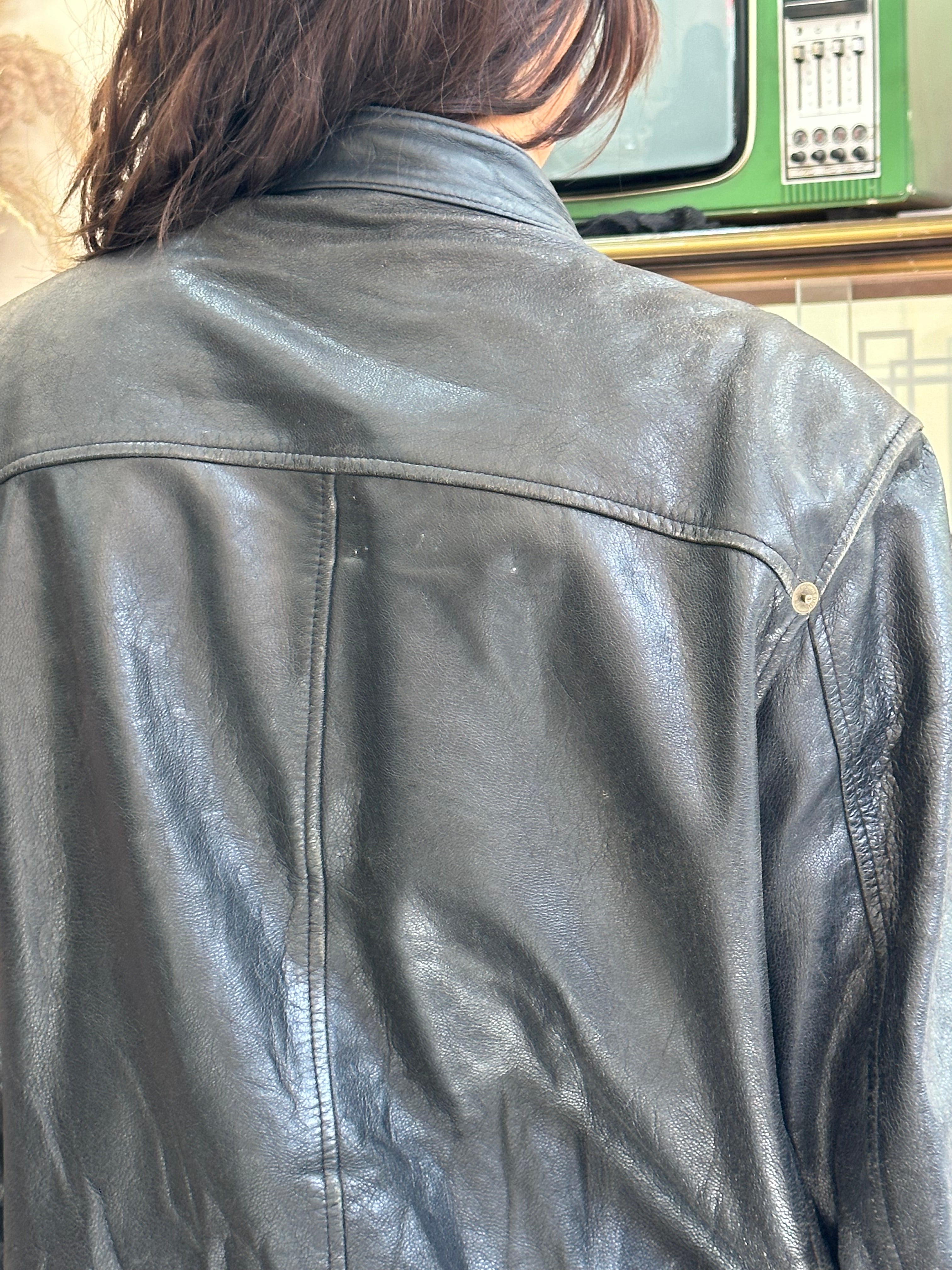 Vintage leather biker jacket