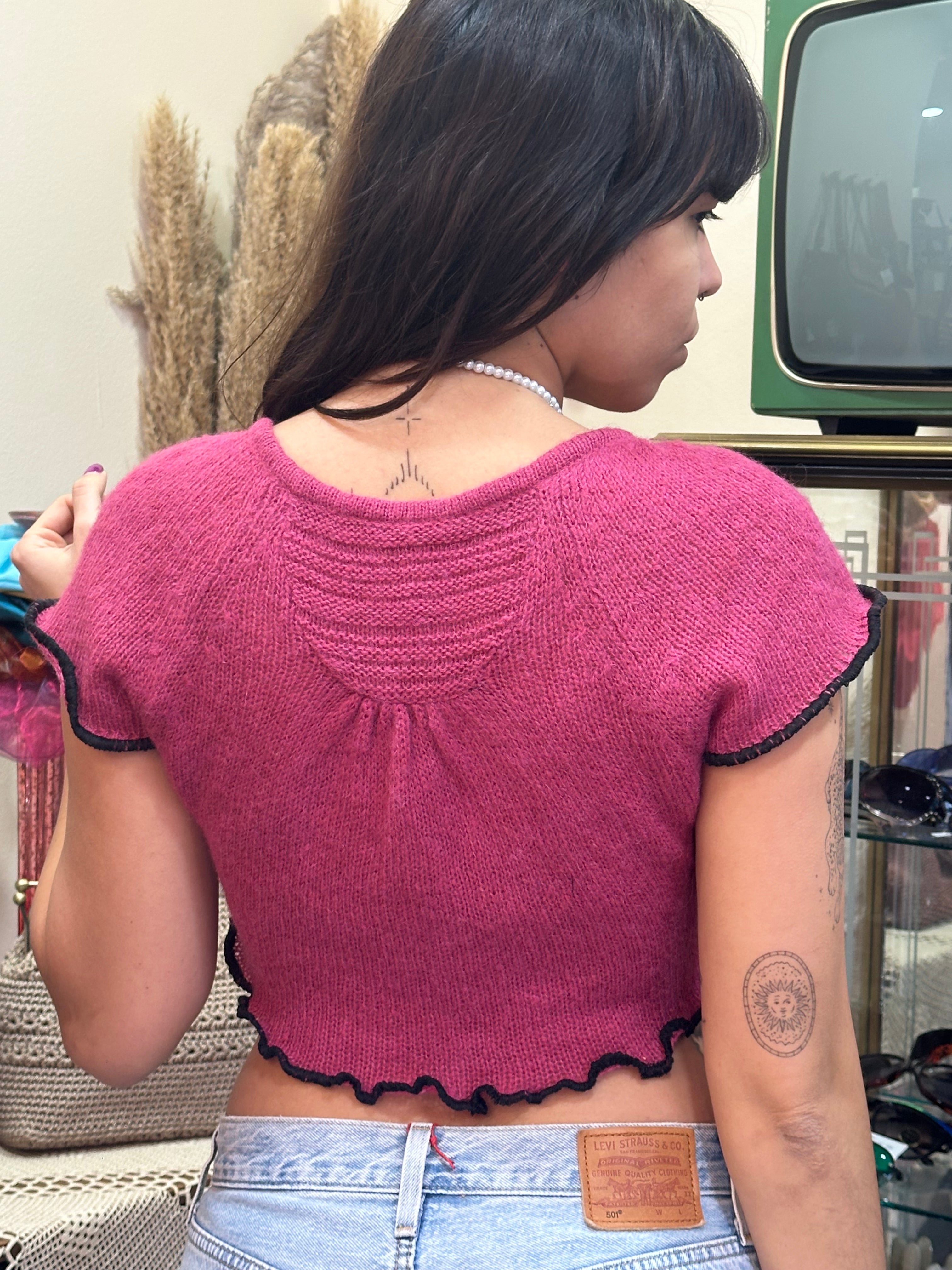 Very cute knit Cosette up-cycled top