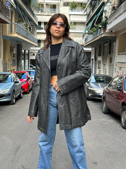 Vintage granite grey leather jacket