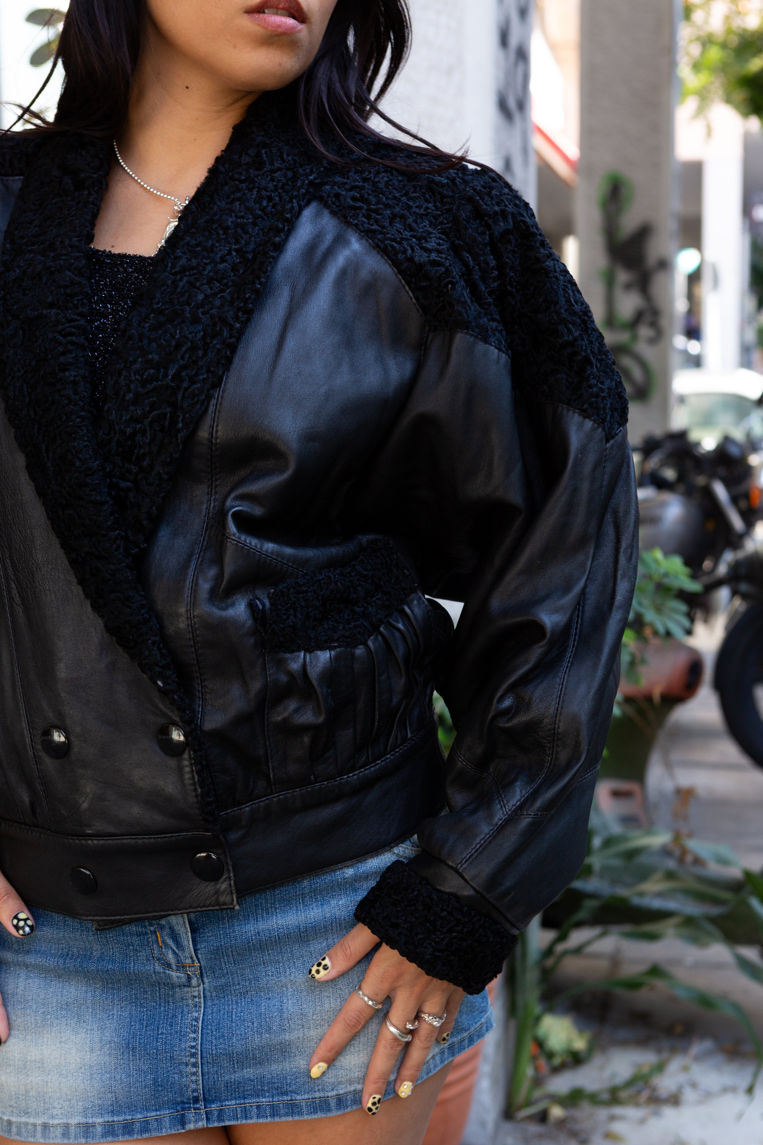 Vintage womens 80s shearling jacket
