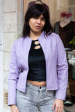 Super cute lilac faux leather jacket (S/M)