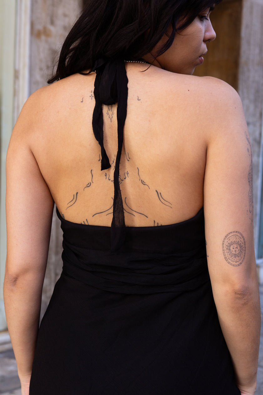 Deadstock ESPRIT 100% silk backless dress (L)