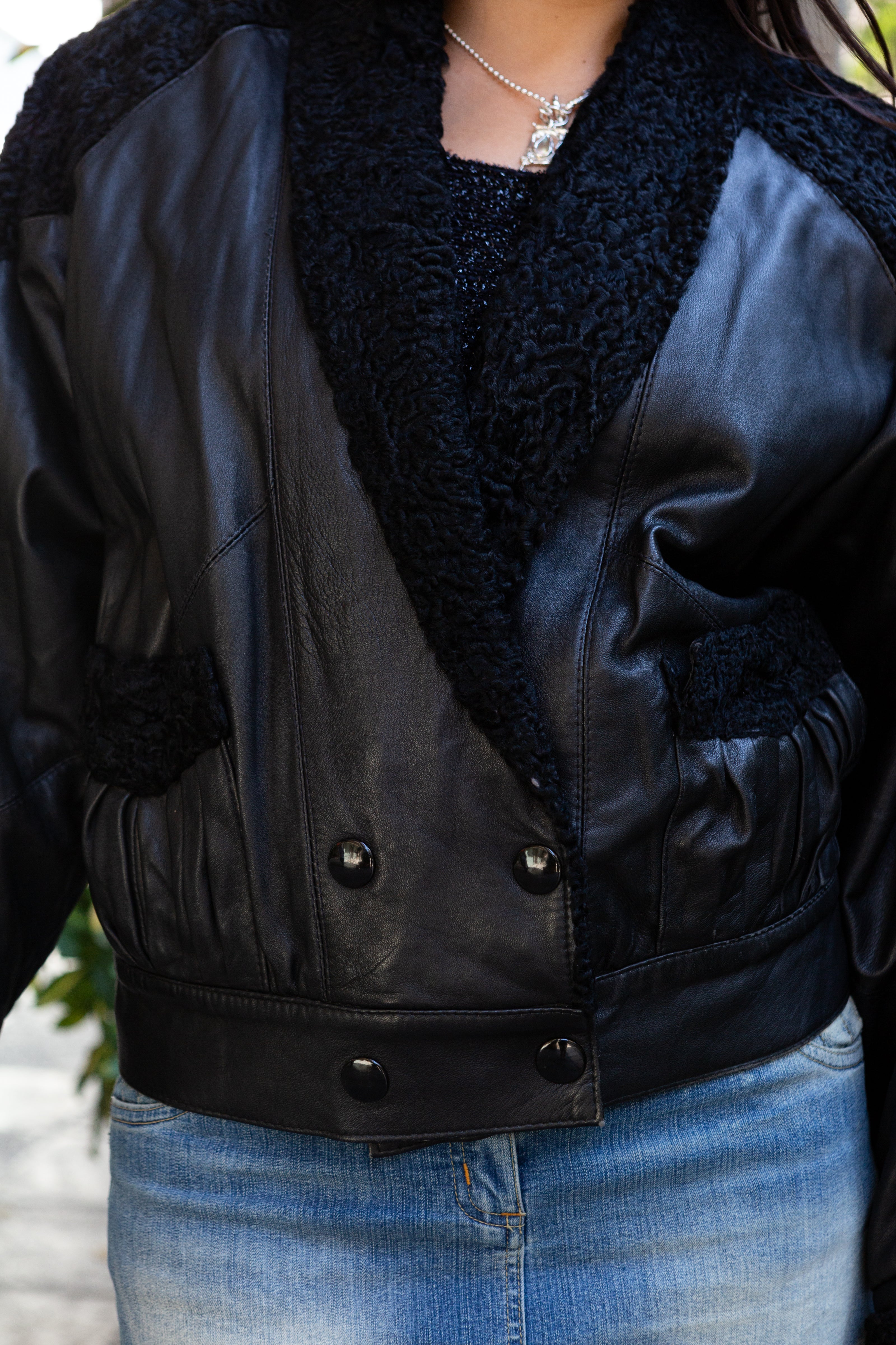 Vintage womens 80s shearling jacket