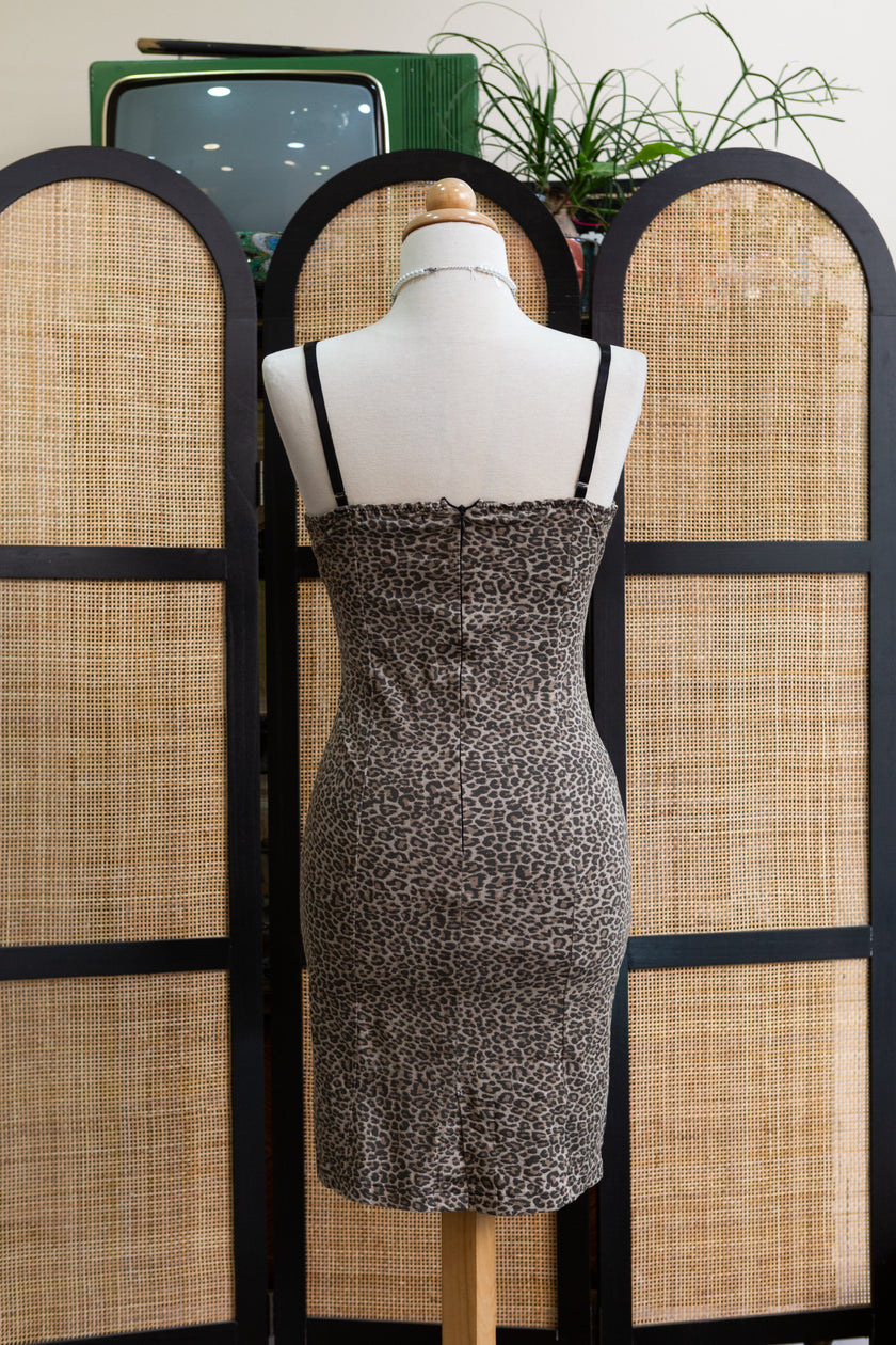 90s bodycon leopard print bustier dress
