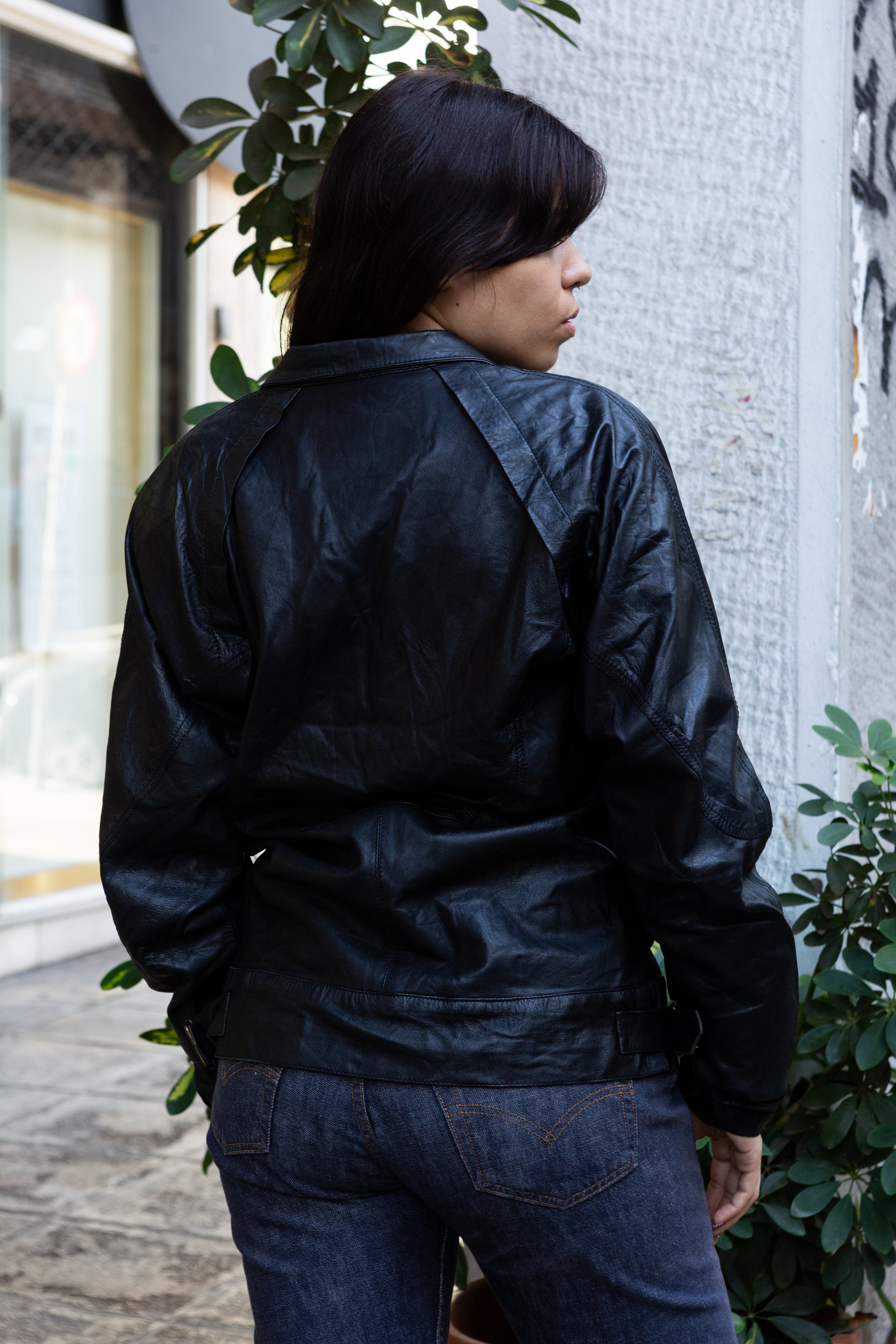 Vintage genuine leather black jacket
