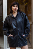Super hot black leather jacket with leather details (M/L)