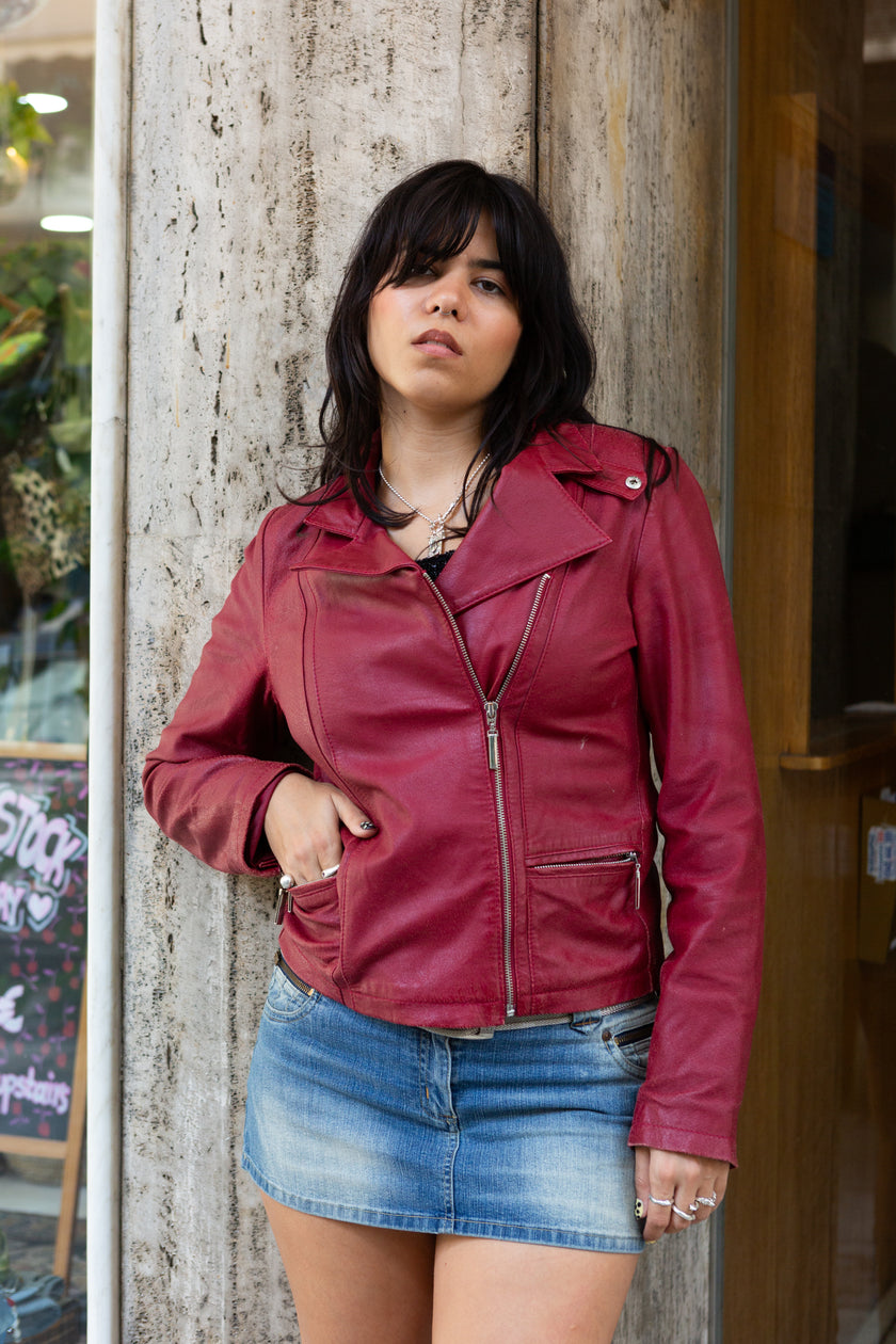 Vintage red leather jacket