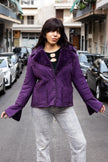 Gorgeous faux purple suede shearling jacket (L)