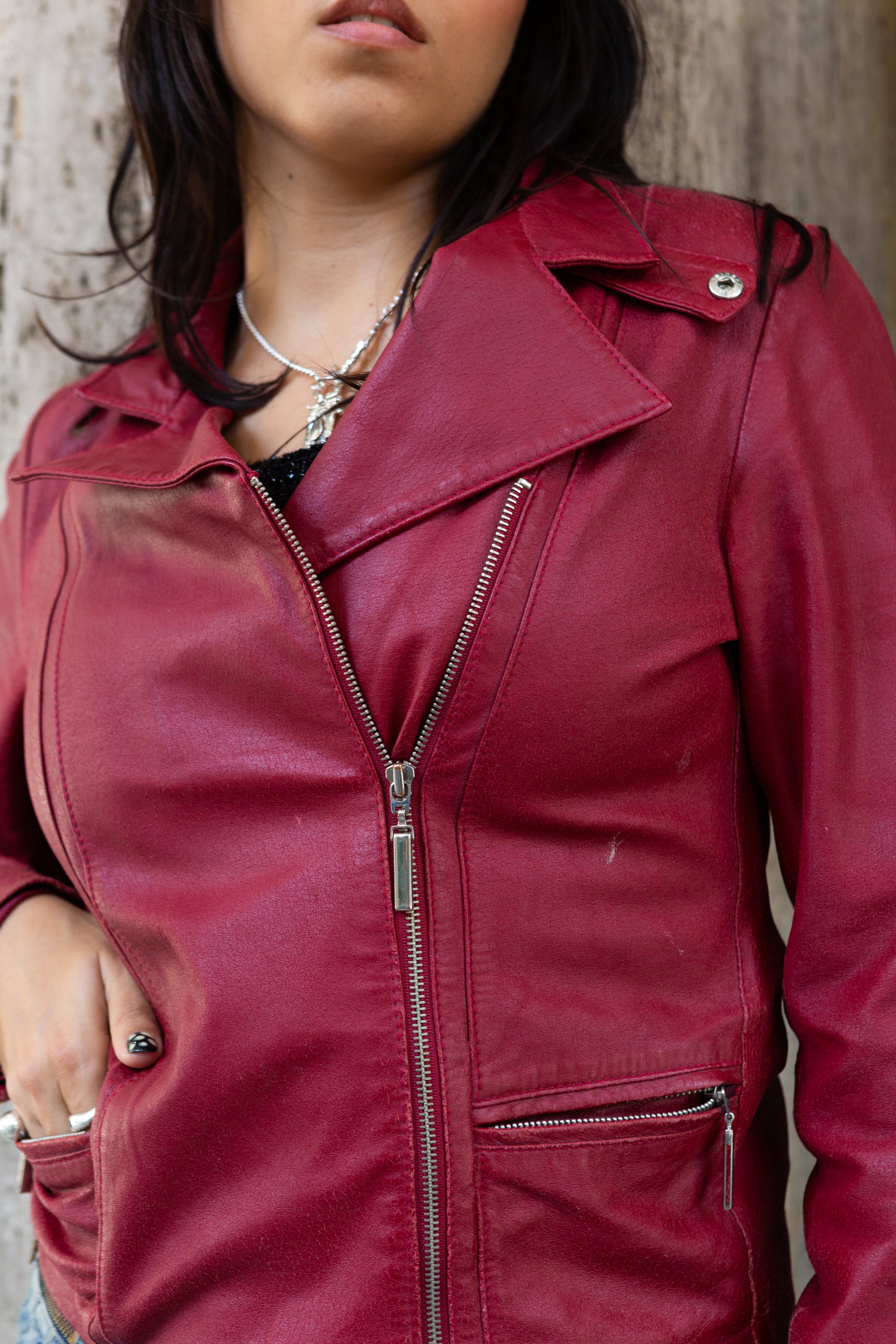 Vintage red leather jacket