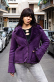 Gorgeous faux purple suede shearling jacket (L)