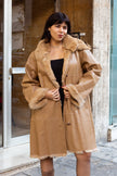 Vintage genuine lapin leather coat with fur lining (XL)