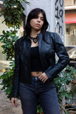 Super hot genuine leather jacket with zippered pockets