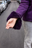 Gorgeous faux purple suede shearling jacket (L)