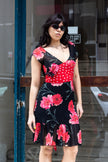Vintage two-patterned floral dress (S)