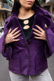 Gorgeous faux purple suede shearling jacket (L)