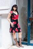 Vintage two-patterned floral dress (S)