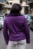 Gorgeous faux purple suede shearling jacket (L)