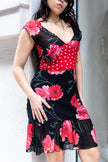 Vintage two-patterned floral dress (S)