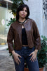 Super Chic Italian dark brown jacket with zippers on the sleeves