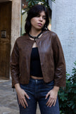Super Chic Italian dark brown jacket with zippers on the sleeves