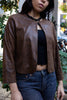 Super Chic Italian dark brown jacket with zippers on the sleeves