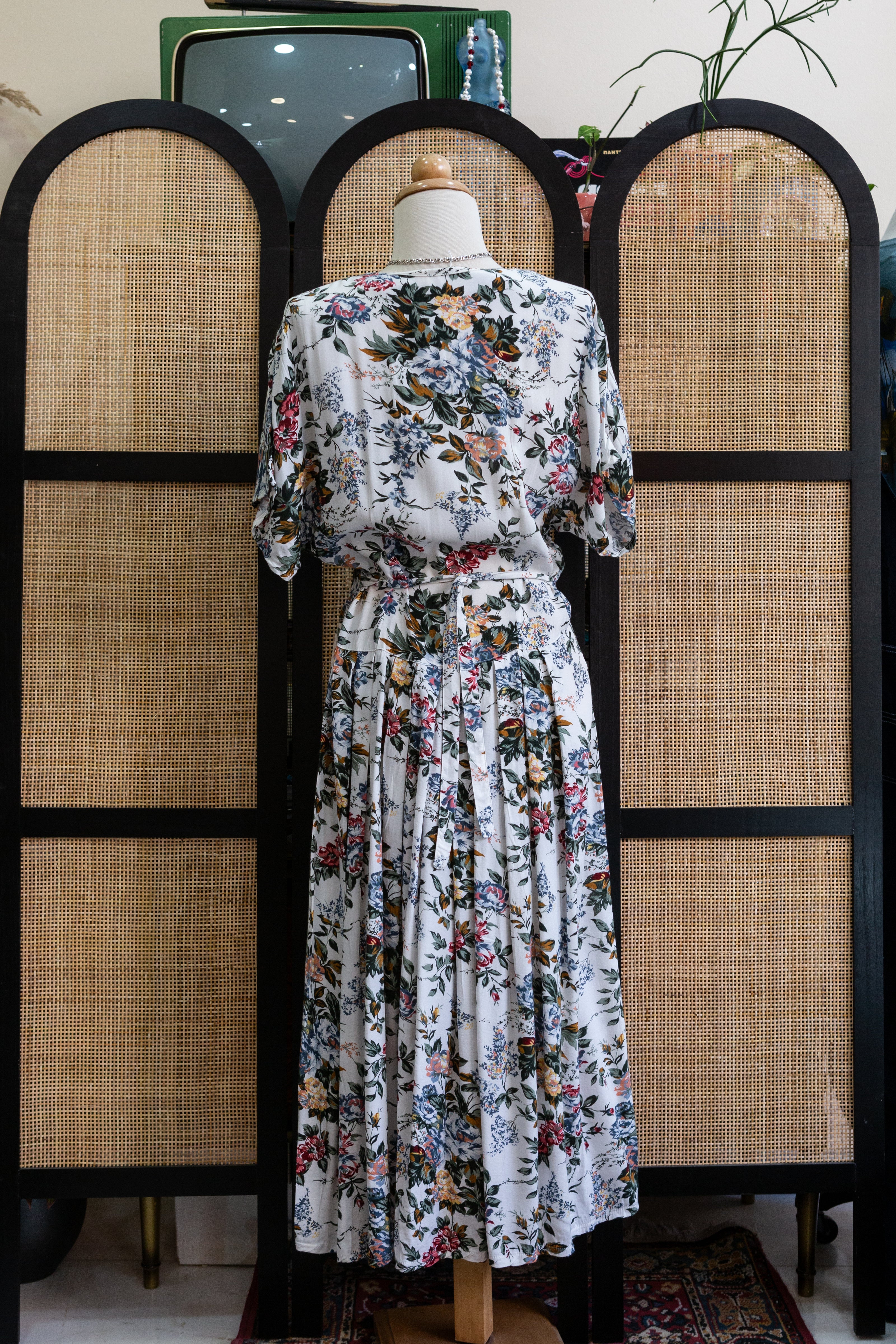 Vintage floral button up dress