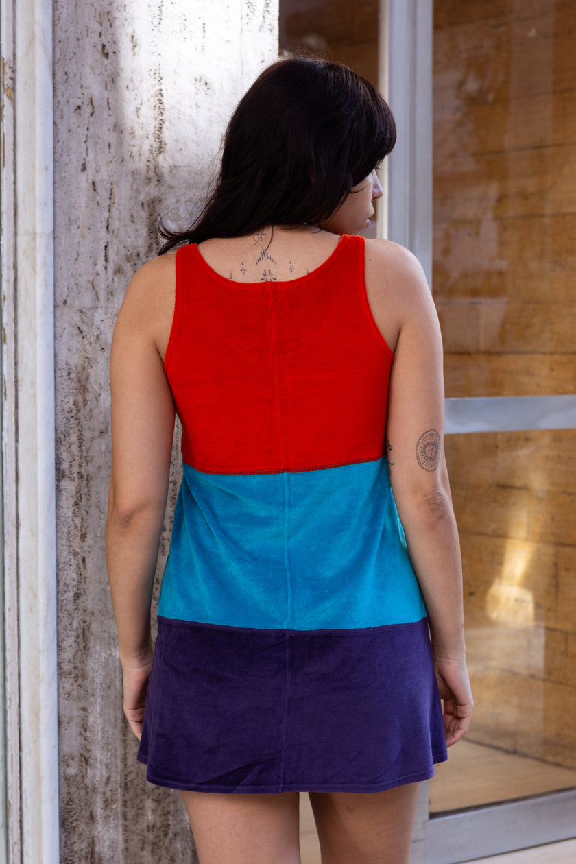 Super cute color blocking velvet dress (M/XL)