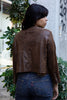Super Chic Italian dark brown jacket with zippers on the sleeves