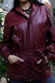 Vintage burgundy leather jacket (L)