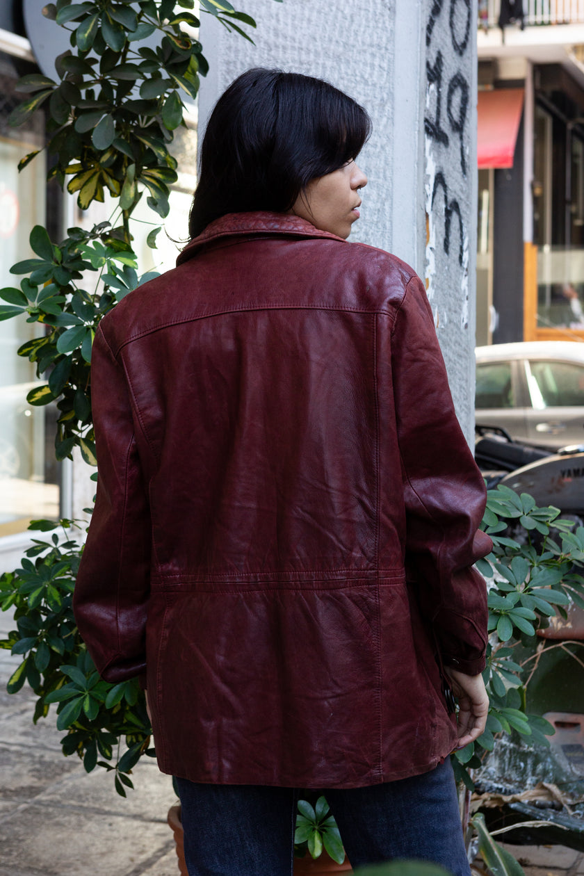 Vintage burgundy leather jacket (L)
