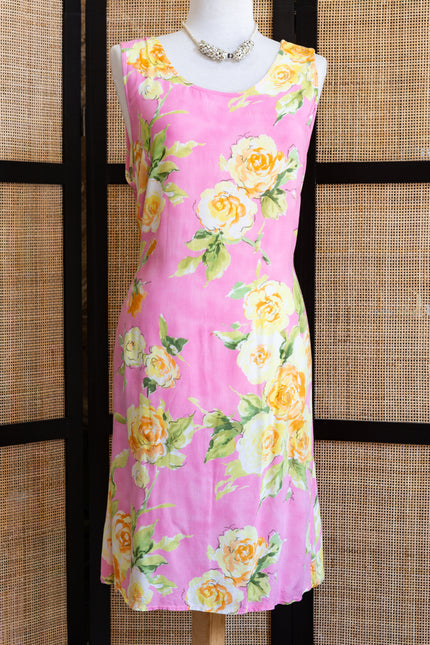 BIAGGINI Vintage 90s Pink Floral Shift Dress