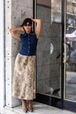 Super hot long linen and jean dress (M)