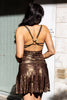 Super hot Y2K backless golden brown dress