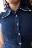 Super hot long linen and jean dress (M)