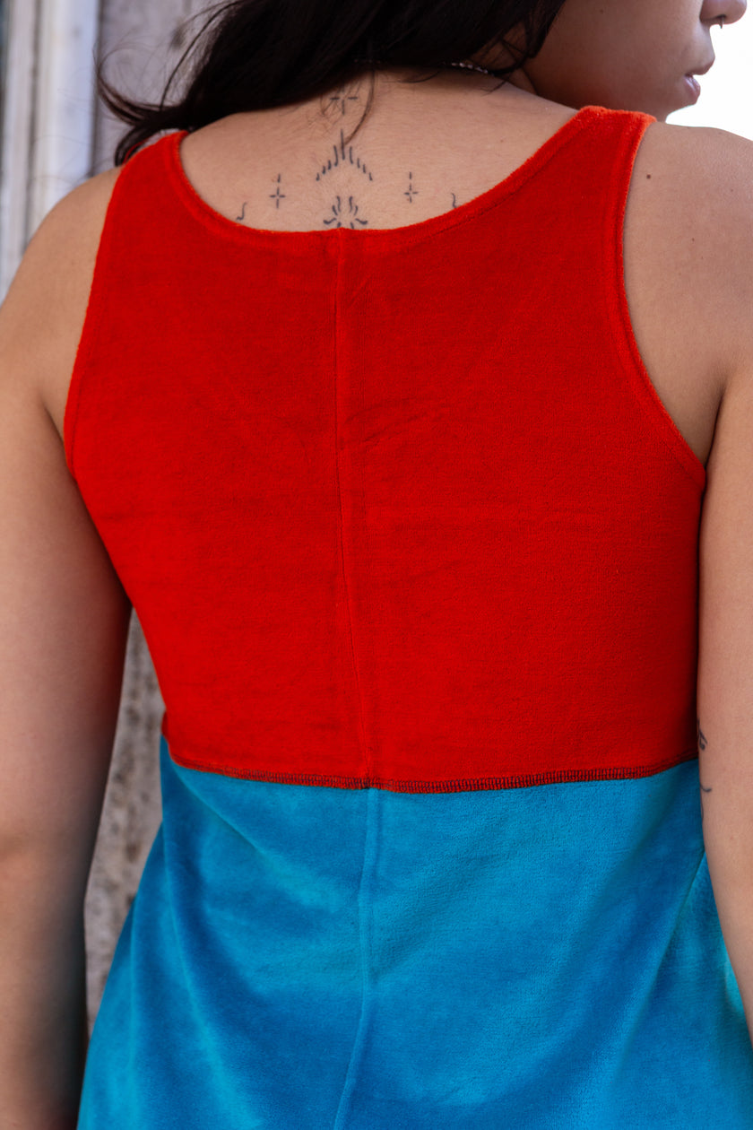 Super cute color blocking velvet dress (M/XL)