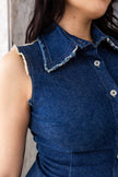 Super hot long linen and jean dress (M)