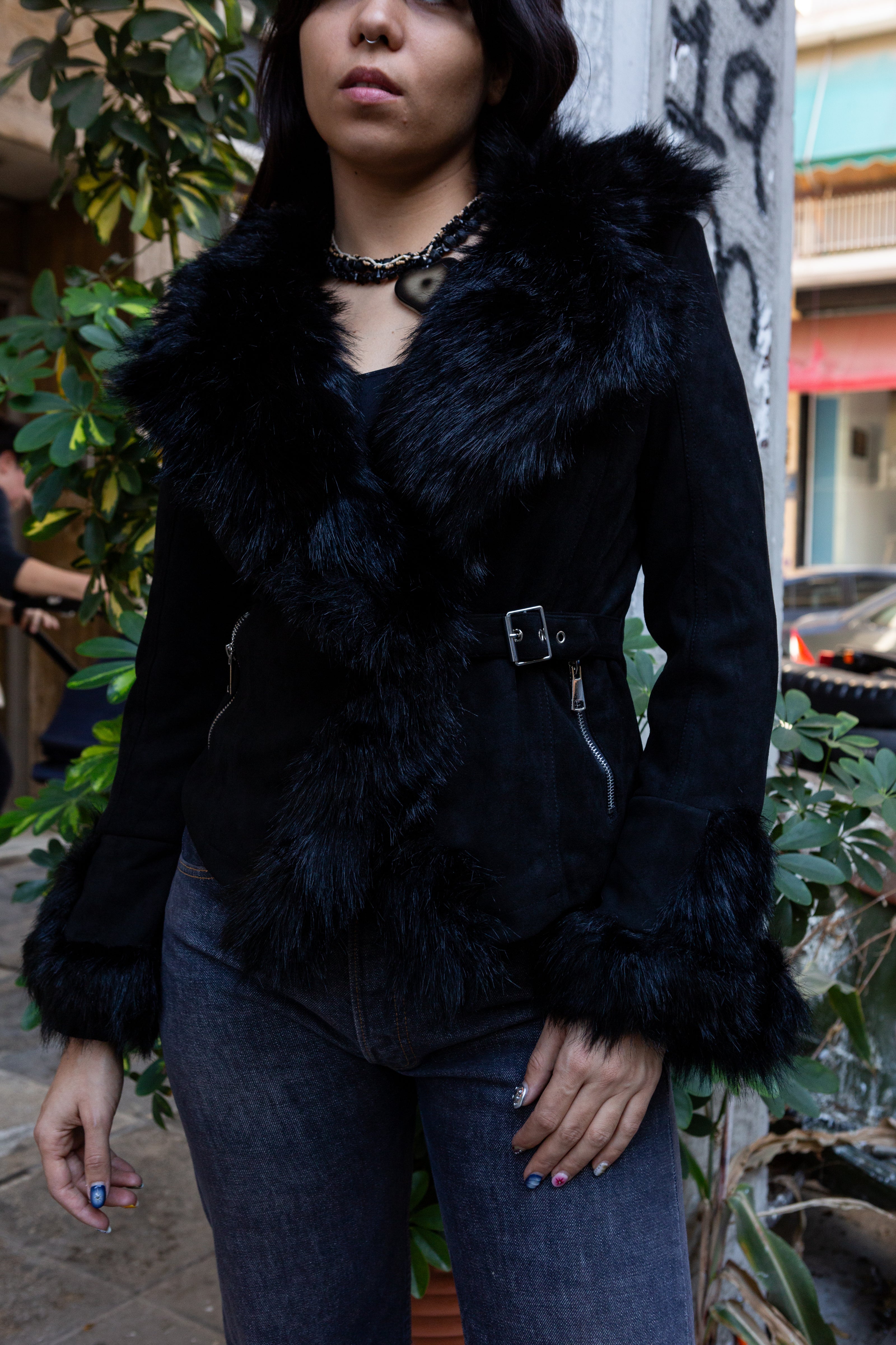Super hot faux aghan style coat (S)