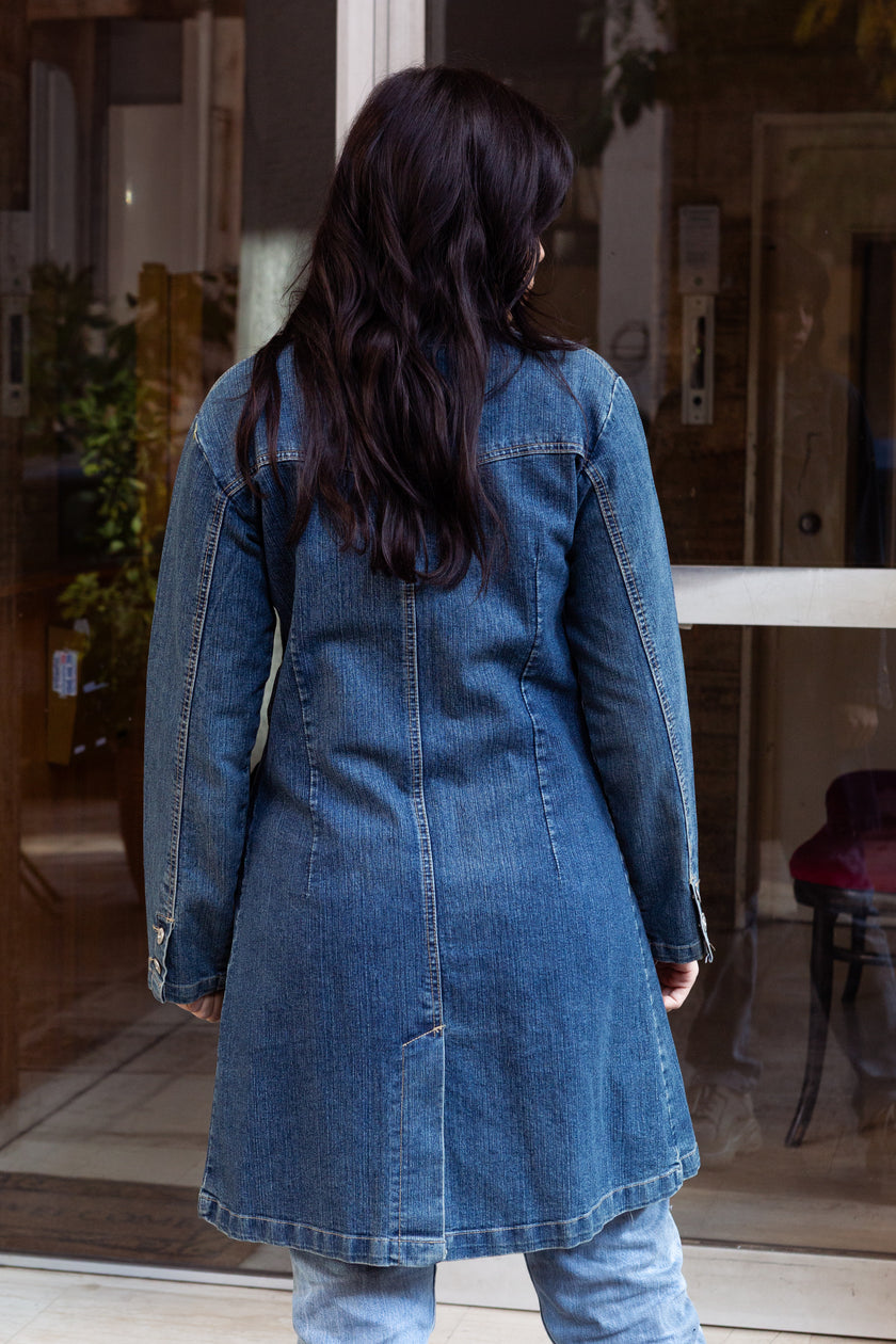 Vintage long light denim jacket (M)