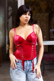 Super hot red velvet corset top