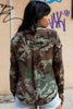 90s Vintage Silk Sheer Camo Shirt with Utility Pockets