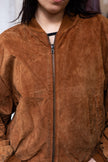 Vintage Men's genuine suede bomber jacket with warm lining (L)
