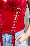 Super hot red velvet corset top