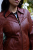 Vintage terracotta red-brown genuine leather jacket (S/M)
