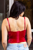 Super hot red velvet corset top