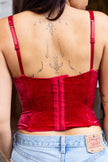 Super hot red velvet corset top
