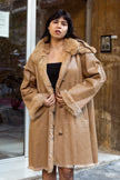 Vintage genuine lapin leather coat with fur lining (XL)