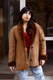 Vintage brown shearling suede jacket (XL)