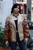 Vintage 1980s Shearling-Lined Aztec Print Jacket